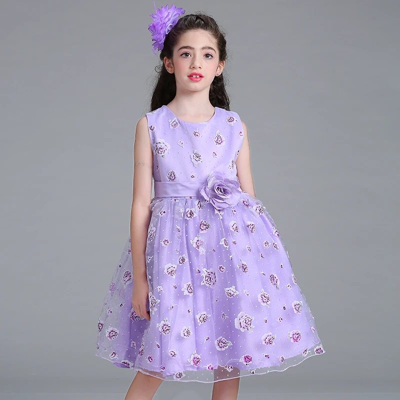 

1 Pcs 7T-12T Girl Dresses Princess of England Dresses Sleeveless Cotton Pink Purple Girl Dresses Spring Summer Autumn V20