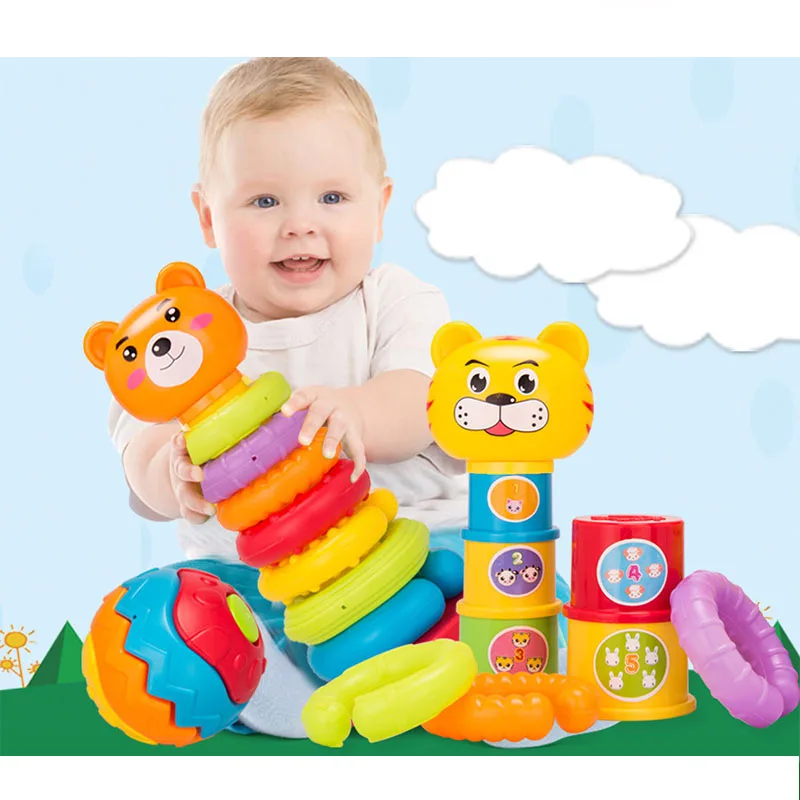 

Baby Toy Fun DIY Colorful Stacked Cup Cute Musical Grasp Handbell Developmental Ball Bed Bell Kids Baby Toy Rattle