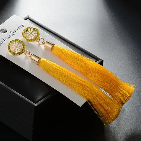 Rose Flower Tassel Earrings for Women Bohemian Boho Silk Fringed Statement Drop Long Earring Jewelry Ethnic brincos New