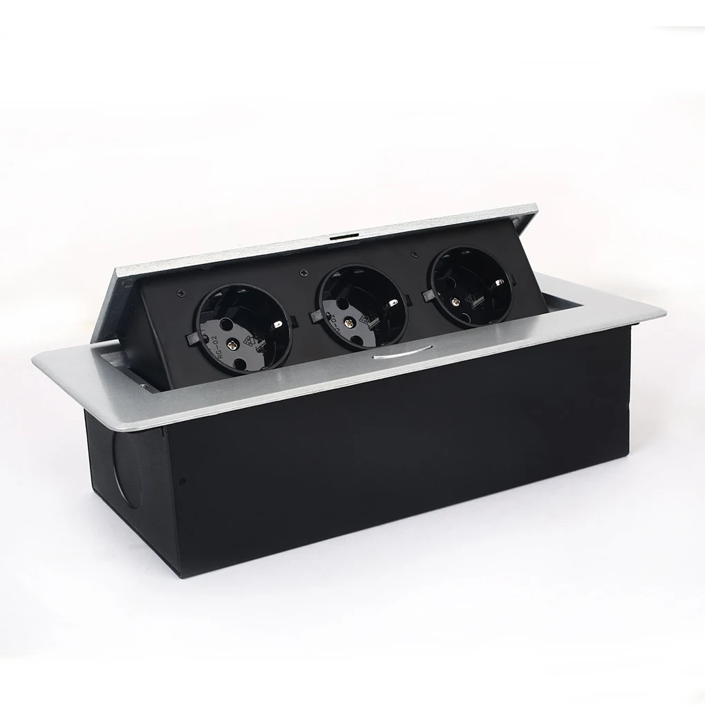 

European Plugs 110V~220V 12A German Socket Multifunctional Desk Conference Table Pop-up Outlets Three Inserts Desktop Socket