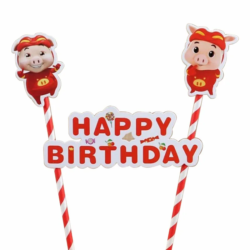 1 Набор «С Днем Рождения» Микки Маус мультфильм торт Топпер кекс флаг бумага соломинки детский душ на день рождения выпечка торта, украшение для вечеринки - Цвет: 18