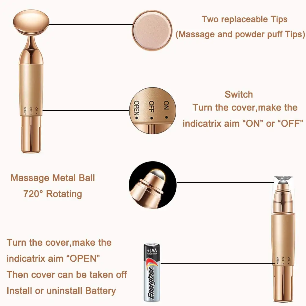 2-в-1 уход за кожей лица и глаз Массажер набор, Электрический Уход за кожей лица/ролик для глаз Masssager для Для женщин, энергетики, Красота бар для камеры Мгновенной Печати подтяжка лица