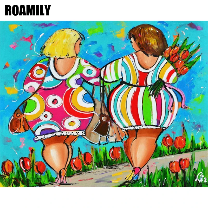 

ROAMILY,Diamond Painting,Fat Women Fat Ladies,Diamond Painting Full Round,5D Diamond Embroidery,Embroidered With Rhinestones