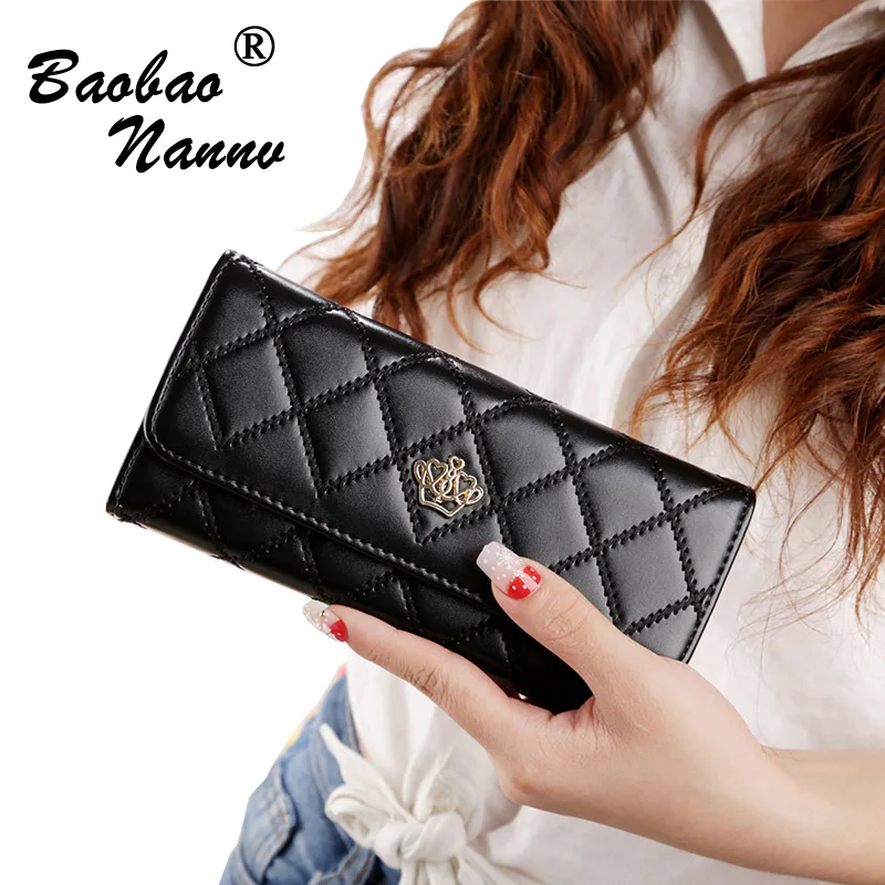 2019 Wallet Fashion Wallet Women PU Leather Wallet Crown Rhombus Brand Women Purse Long Purse Coin Purse Money Bag For iPhone