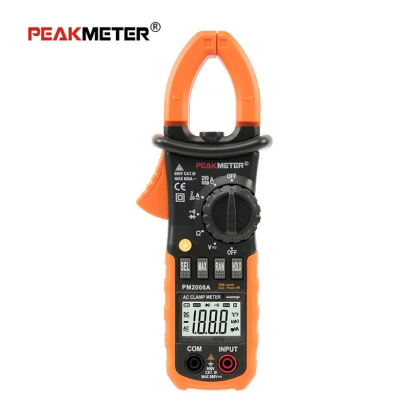 PEAKMETER MS2008A/MS2008B Профессиональный цифровой AC 600A клещи подсветка Multimetro зажимы утечки с черной сумкой