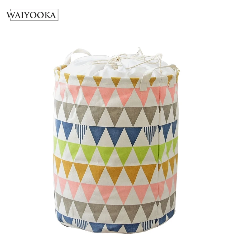 Simple Pattern Foldable Laundry Basket Storage Barrel Standing Toy Clothing Bucket Organizer Household Container | Дом и сад