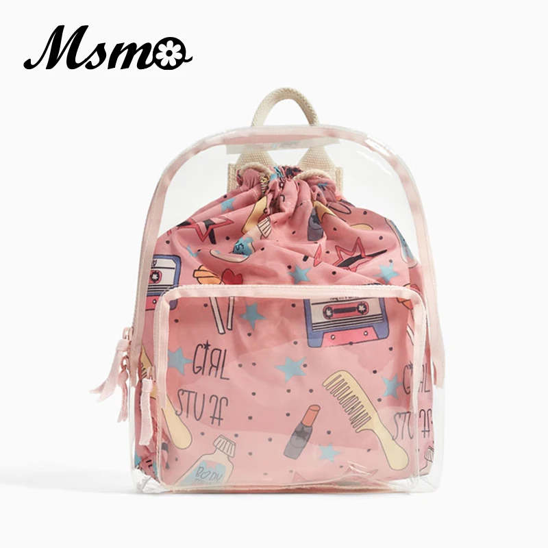 2018 Cute Clear Vinyl Backpack Transparent Mini Backpacks Harajuku Schoolbags Backpacks For ...