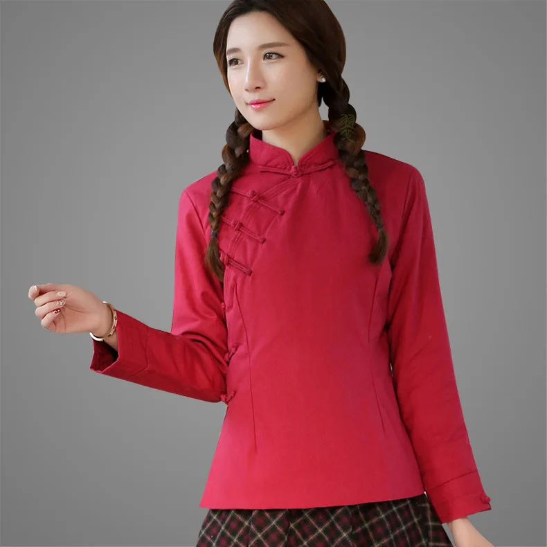 

Winter Women Solid Cotton Coat Vintage Handmade Button Thicken Jacket Chinese Traditional Female Warm Long Sleeve Outwear S-XXL