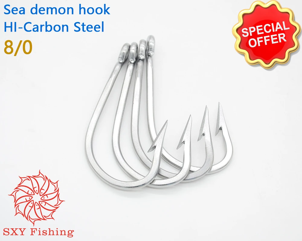 

SXY FISHING 8-0 Sea demon hook HI-Carbon Steel Barbed Hook Trolling Hook Deep sea fishing hook Big fishinghook Best Selling Hoo