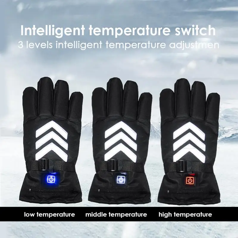 Перчатки с электрическим подогревом Светоотражающие мотоциклетные теплые уличные спортивные водонепроницаемые перчатки для катания на лыжах Сенсорный экран литиевая батарея