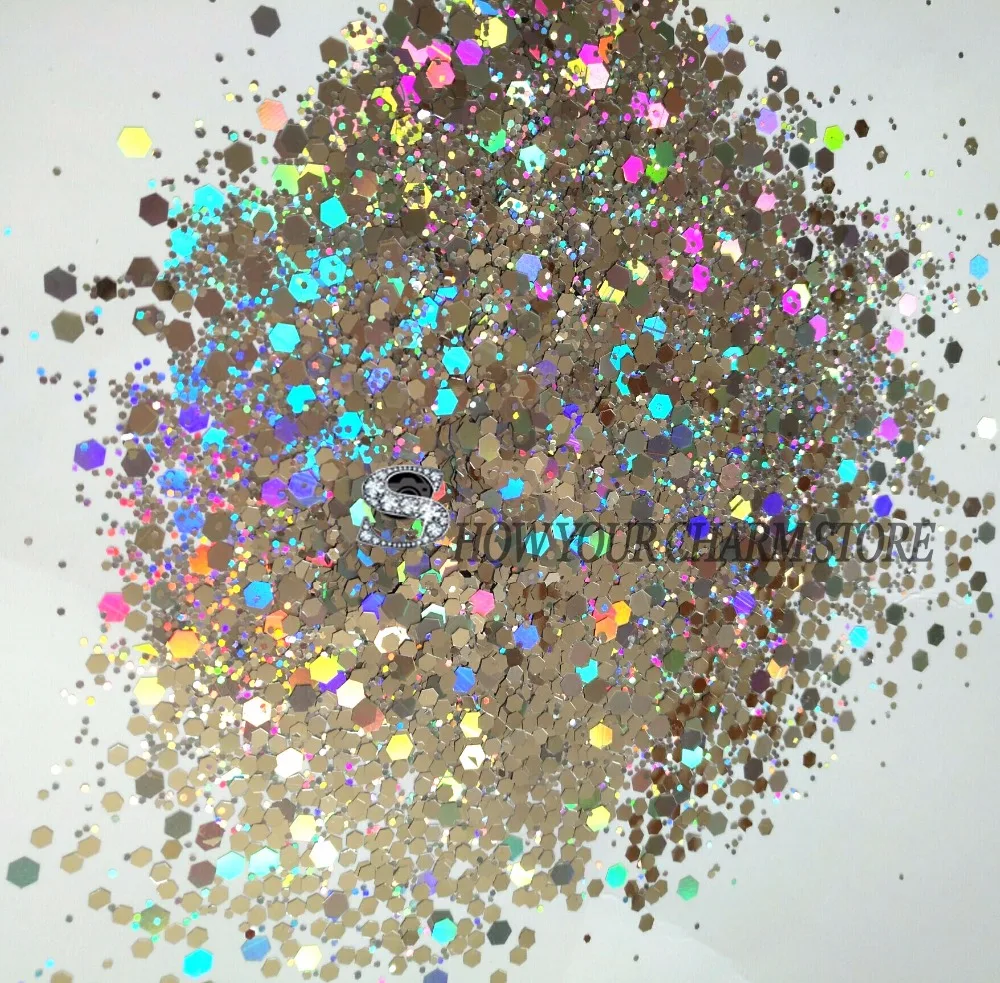 Hexágono forma brillo solvente resistente holográfica colores plateados hexágono forma brillo para esmalte de uñas acrílico y suministros de bricolaje Hexágono forma brillo solvente resistente holográfica colores plateados hexágono forma brillo para esmalte de uñas acrílico y suministros de bricolaje