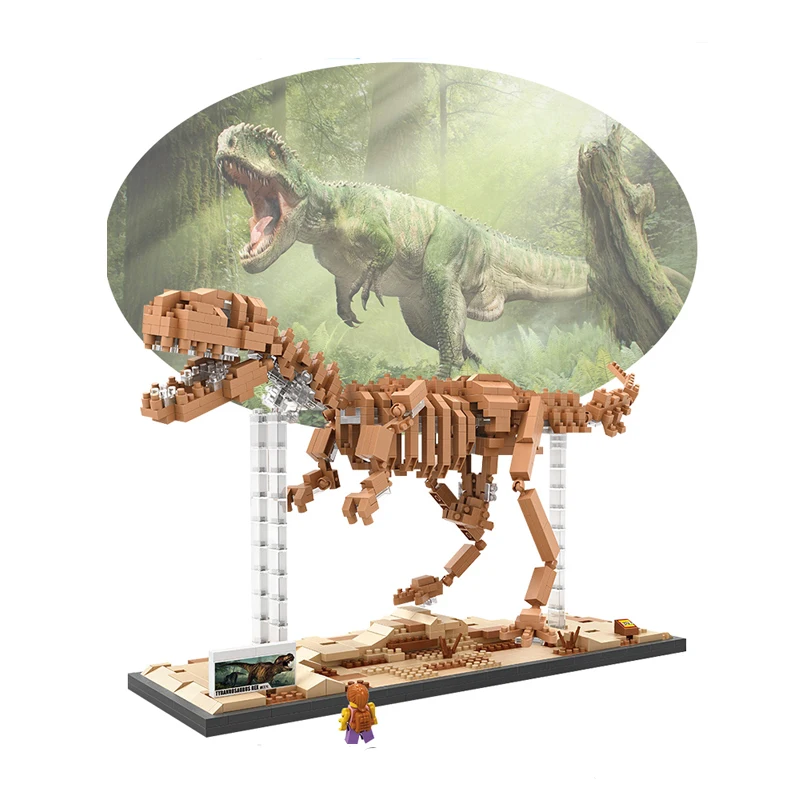 LOZ 9023 Юрского периода Tyrannosaurus Fossil скелет динозавра 3D модель DIY Nano Конструкторы