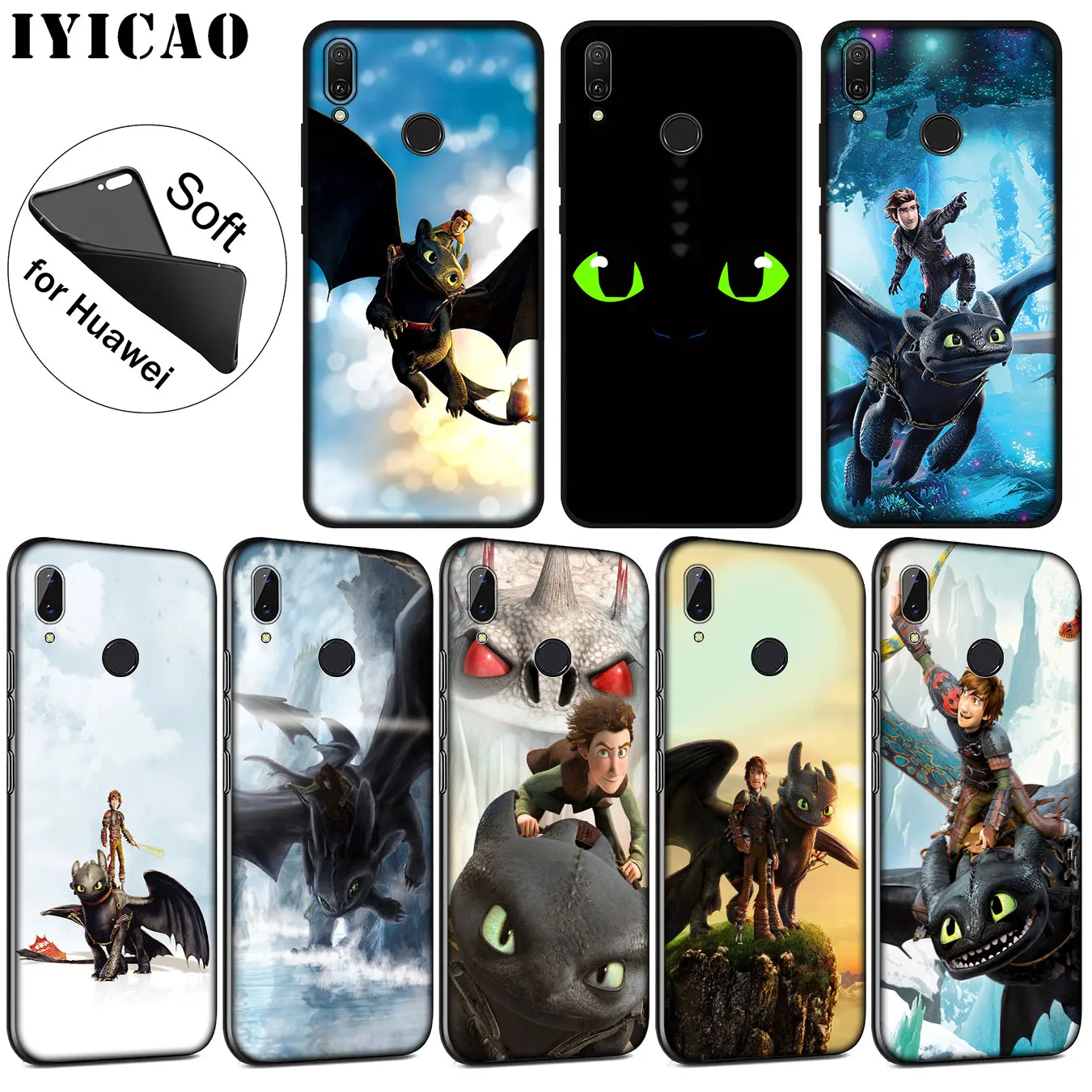 IYICAO Toothless How to Train Your Dragon Soft Silicone Case for Huawei P30 P20 Pro P10 P9 P8 Lite Mini 2017 2016 P smart Z 2019 |