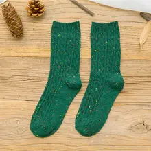 1Pair New Design Fashion Wild Trend Sequin Sock Women Cotton Winter Classic Dress Socken Female Middle Tube Socks For Lady