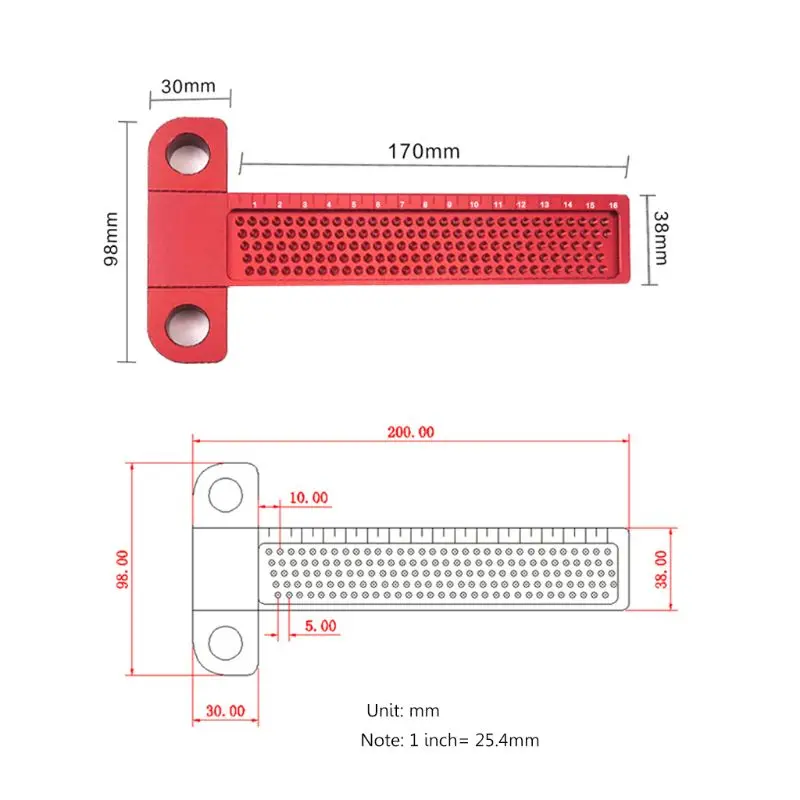 Новинка, измерительная линейка, инструмент для деревообработки, Т-образное отверстие