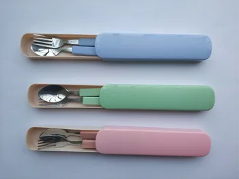 

Nordic Color Wheat Straw Western Dinnerware Set Portable Outdoor Camping Picnic School Kids 304 cutlery Stainless Tableware
