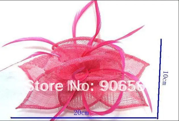 Винтажная ярко-розовая шляпа с цветочным дизайном sinamay, Очаровательная шляпка-чародейка, свадебные аксессуары для волос, головные уборы, заколки для волос MSF046