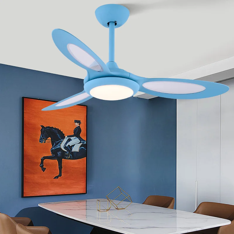 

LED Simple Macaron Ceiling Fan Light Student Dormitory Ceiling Fan Light Children's Room Bedroom Silent Ceiling Fans