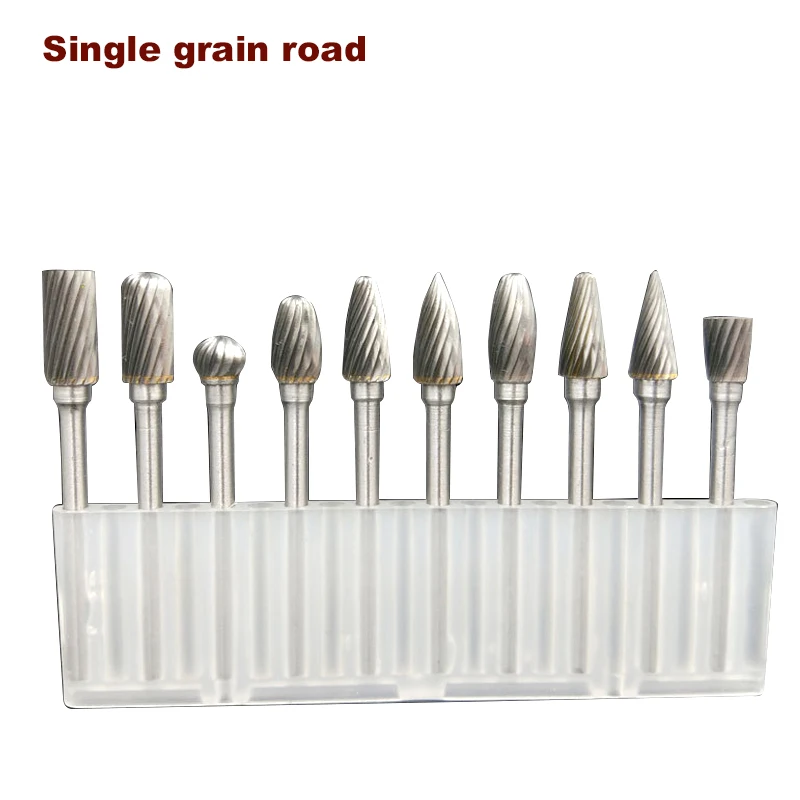 10pcs 3/2.35mm Shank Tungsten Carbide Milling Cutter Burr Double Diamond Cut  For Dremel Electric Grinding Rotary Tools 