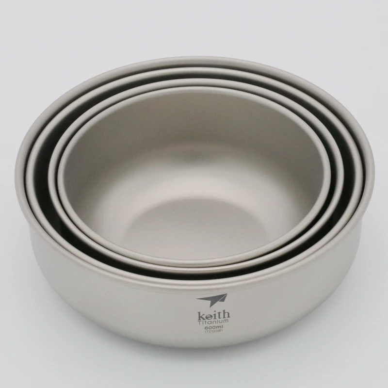 Keith camping titanio puro Boles y cuencos 300 ml-900 ml Boles y cuencos Utensilios de cocina Vajilla cubiertos ti5333-ti5338
