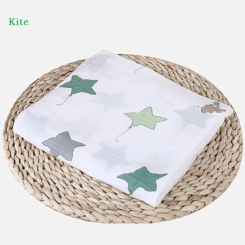 

Newborn Baby Muslin Swaddle Blankets Patterned Design Swaddling Wrap Infant Elephant Star Muslin