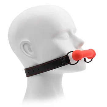 New Erotic Toys PU Leather Open Mouth Gag Silicone Bite Gag Dog Bone Ball Fetish