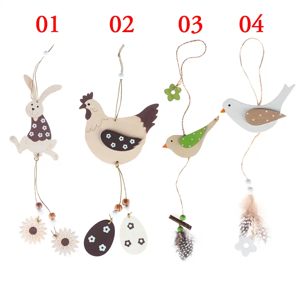 Feliz páscoa coelho ovo pássaro forma de madeira pendurado ornamentos decoração da festa artesanato chips de madeira recortes tag pingentes de páscoa