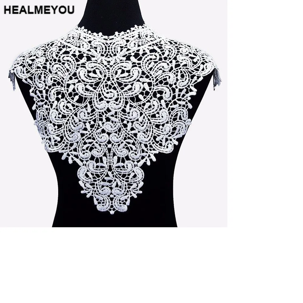 

1xEmbroidery Flower Lace Neckline Fabric Collar Fabrics for Sewing Supply Craft