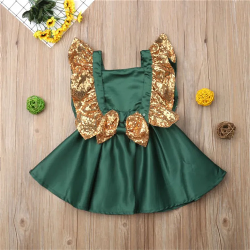CANIS/рождественское детское платье для маленьких девочек; одежда с блестками и бантом; платья для девочек; платья принцессы для свадебной вечеринки; детское рождественское зеленое платье; Bebe