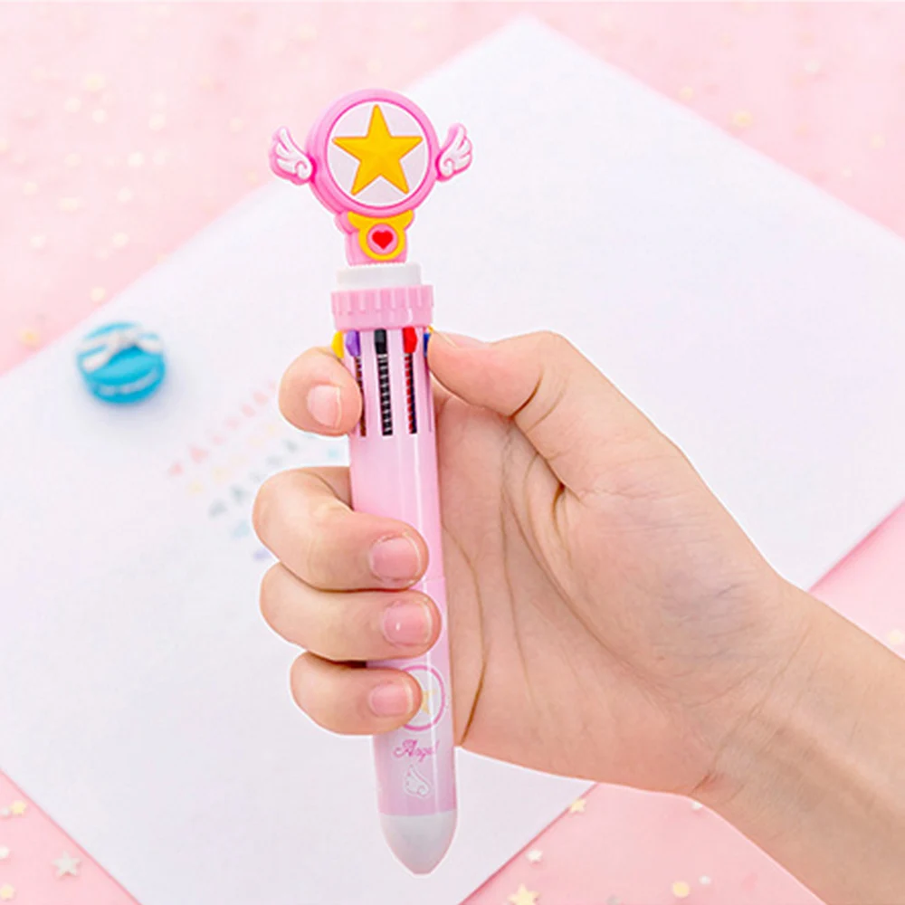 Cartoon-pink-paw-10-in-1-multi-colored-ballpoint-pen-push-type-pen-stationery-canetas-material (1)