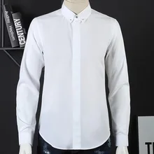 Новая мужская рубашка, рубашка с длинным рукавом, Мужская брендовая одежда, повседневная приталенная рубашка, одноцветная Мужская рубашка, приталенная