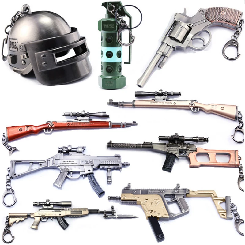 Игра PUBG Playerunknown's Battlegrounds пистолет украшения pubg шлем сплав ключ кулон брелок фигурка игрушки подарок