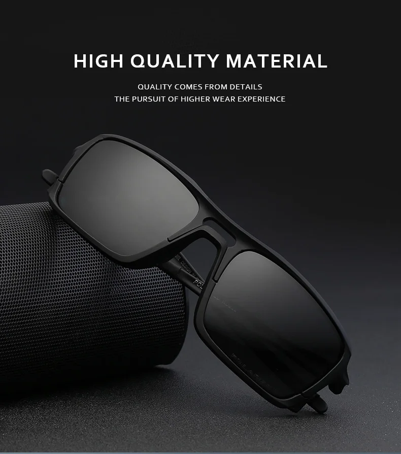 KDEAM Квадратные Солнцезащитные очки TR90 Frame Для мужчин Поляризованные спортивные очки удобные силиконовые Нескользящие UV400 5 цветов KD222