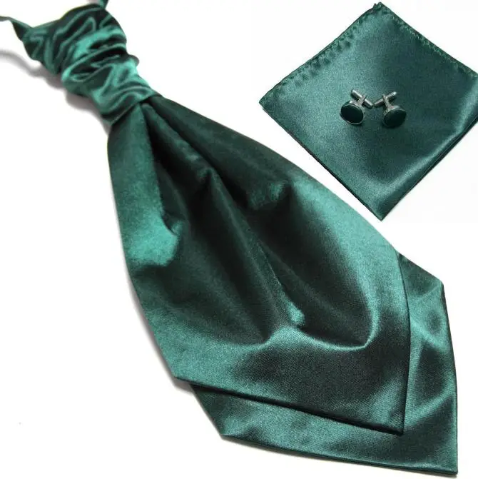 Галстук «Аскот» мужские набор галстуков галстук запонки Карманный квадратный синий - Цвет: Черный зеленый