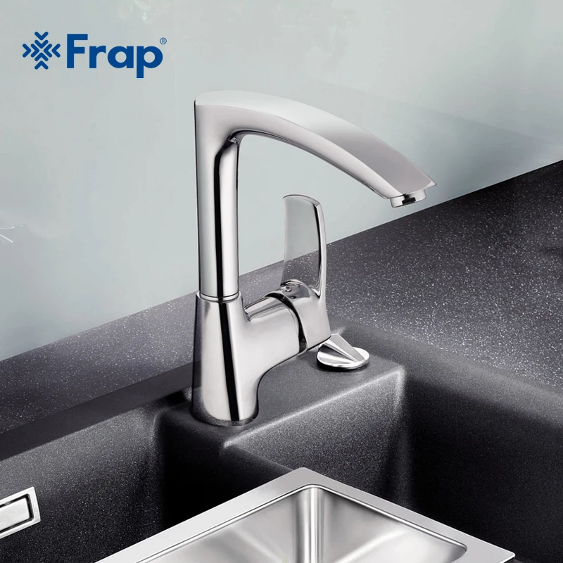 Frap Modern Style Kitchen Faucet Cold and Hot Water Mixer Single Handle Outlet of Right Angle