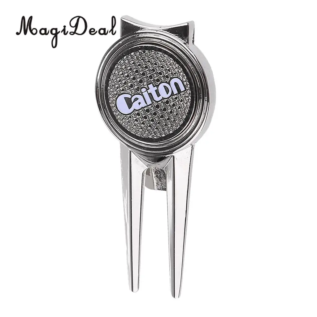 MagiDeal Alloy Golf Putting Green Divot Tool Lawn Repair with Ball Mark Golf Gift