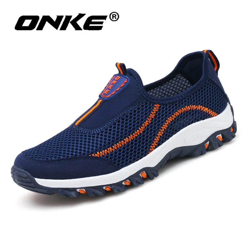 

Onke Summer Jogging Shoes Men Breathable Mesh Running Shoes Sports Comfortable Women Sneakers Slip On Black Walking Athletic