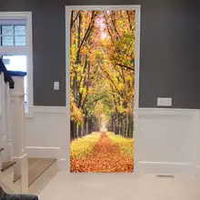 3D дверь наклейка кленовый лес дорога для гостиной спальни поделки ПВХ самоклеющиеся обои водонепроницаемые украшения дома паста