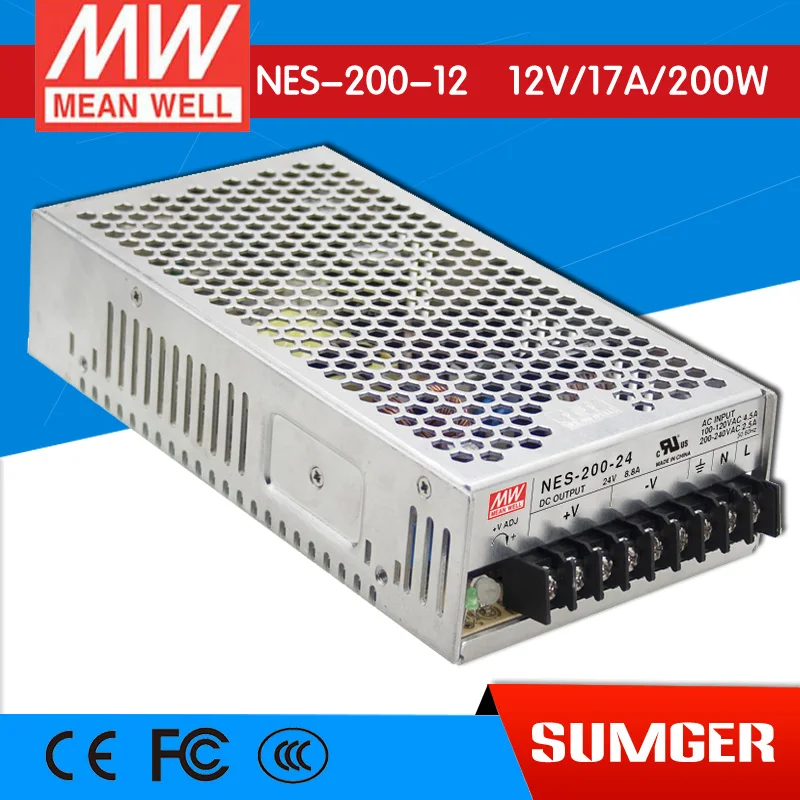 ФОТО [NC-A] MEAN WELL original NES-200-12 12V 17A meanwell NES-200 12V 204W Single Output Switching Power Supply