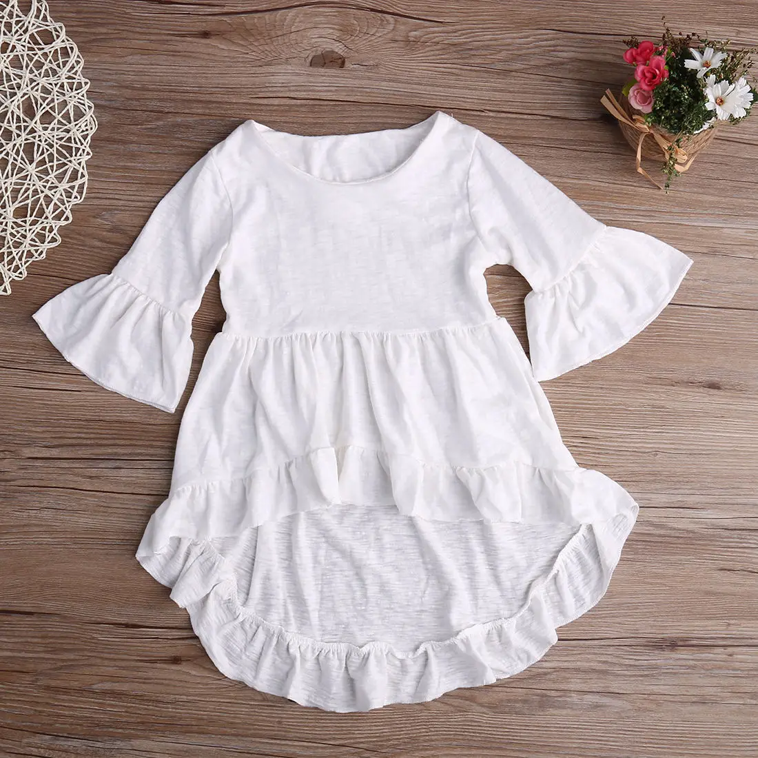 Белая хлопчатобумажная одежда с оборками платье блуза детская одежда одежда для маленьких девочек элегантная красивая одежда в стиле принцессы новинка для девочек
