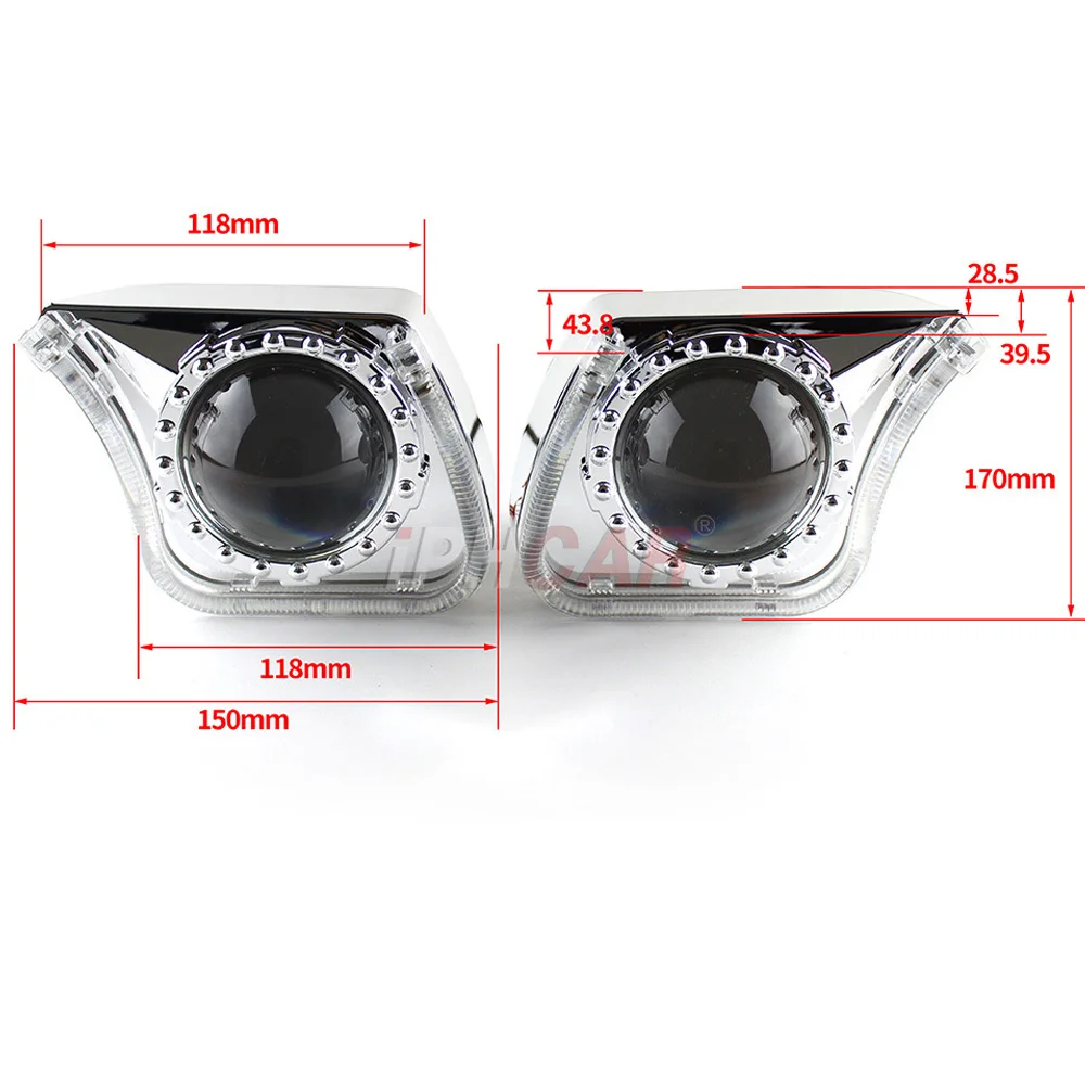 3," дюймовая Форма led angel eye DRL кожух крышка декоративная маска для 2,5"/3,0 Би-ксеноновые линзы проектора украшение для автомобиля