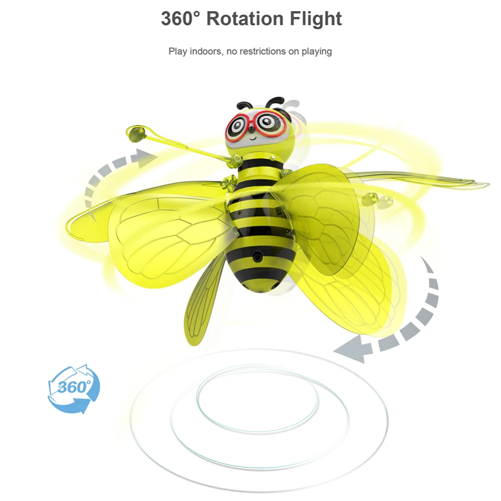 Животное пчела Электрический Летающий Радиоуправляемый датчик пчела инфракрасный индукционный минисамолет светодиодный свет Забавные