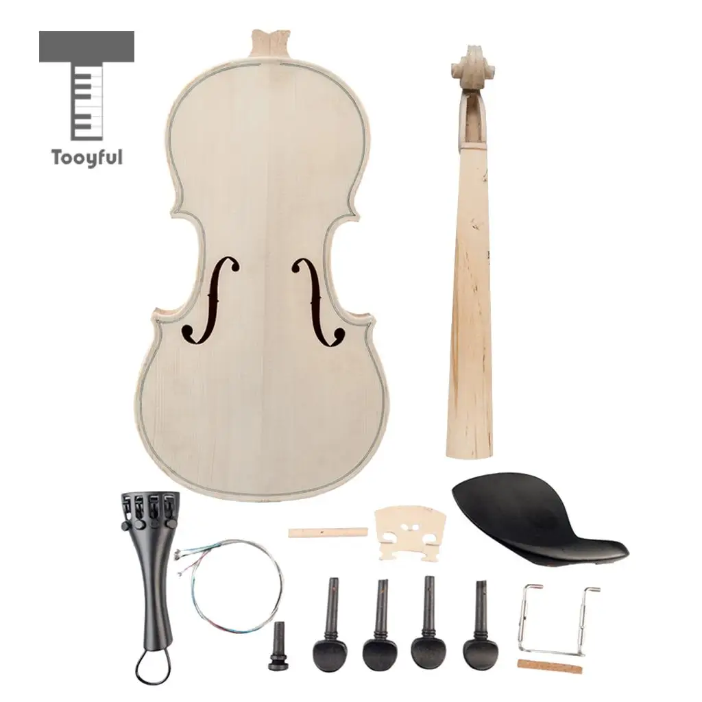 Tooyful DIY 4/4 Violin Solid Wood Unfinished Handcraft Violin Body Violin Fiddle Kit