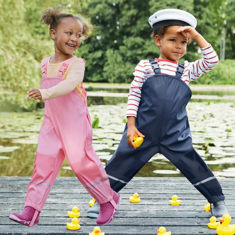 

2018 Spring Kids Pants Boys Children PU Leather Raincoats Poncho Girl Waterproof Windproof Breathable Outdoor Punch Pant
