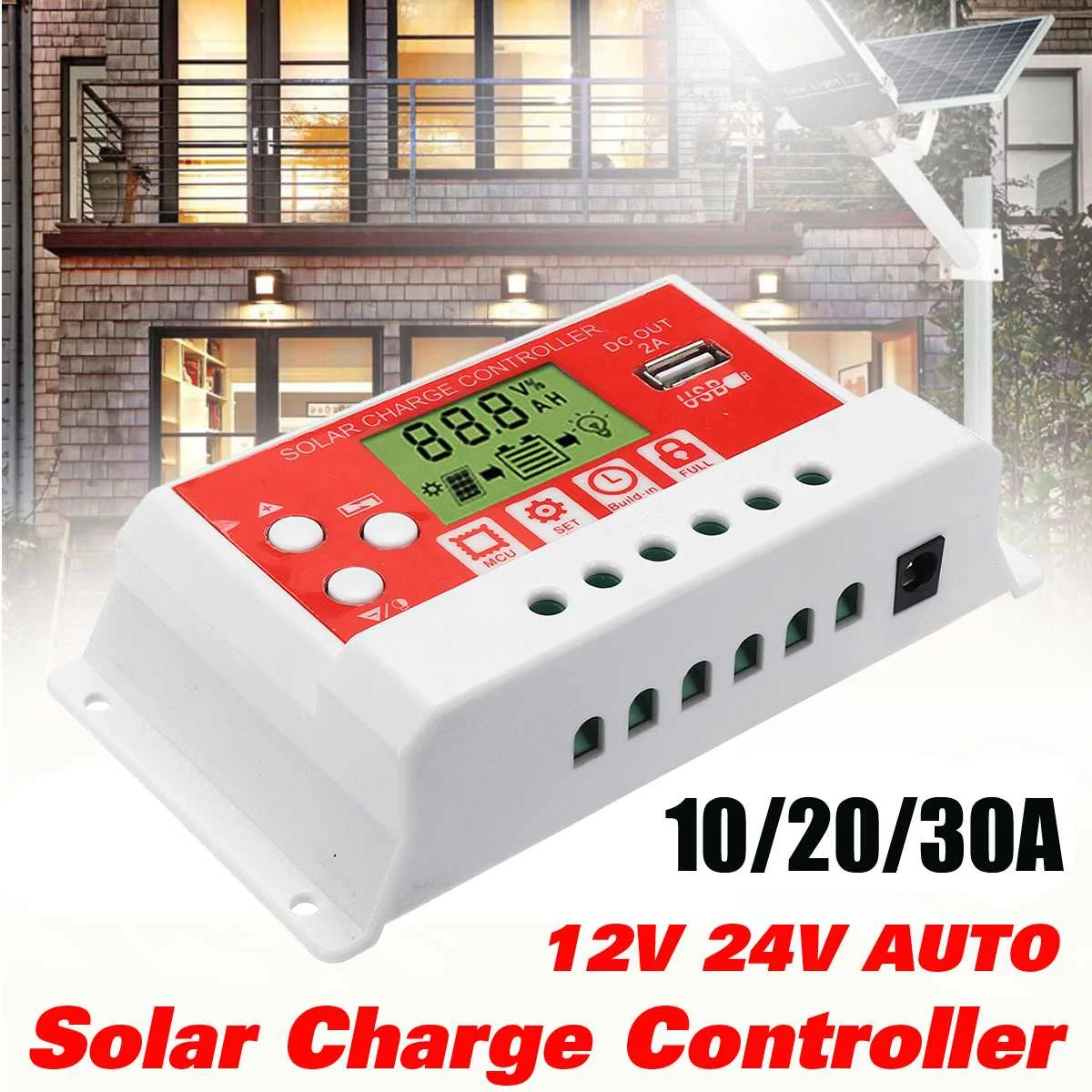 

Newest 10/20/30A 12V/24V AUTO Solar Charge Controller LCD Display PWM USB Solar Panel Regulator Charge Controller Hot
