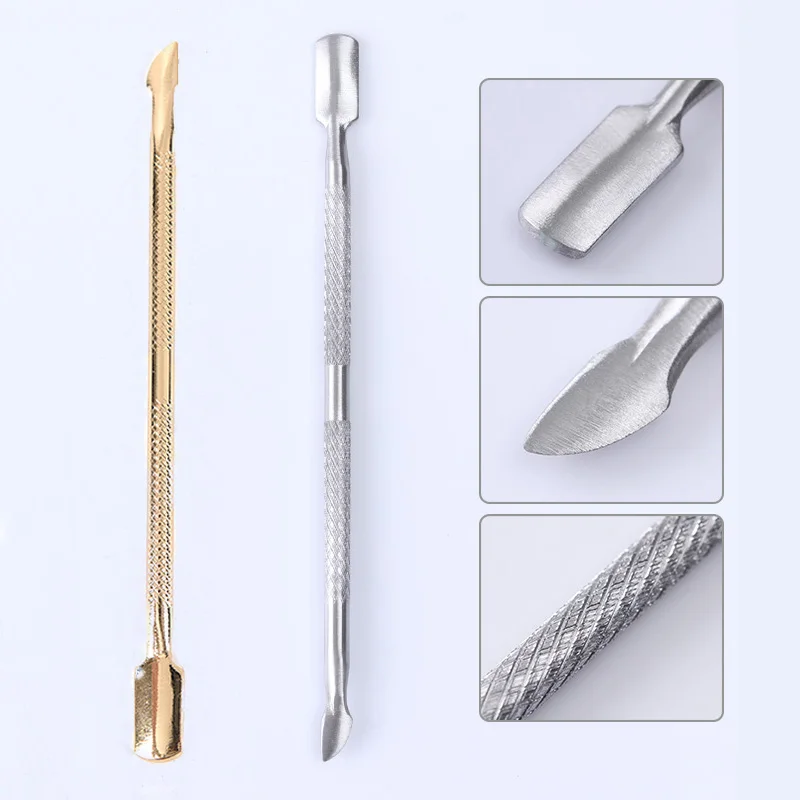 

1 Pc Gold Silver Dual-ended Cuticle Pusher Fork Nail Tools Rod UV Gel Remover Nail Groove Stainless Steel Manicure Nail Art Tool