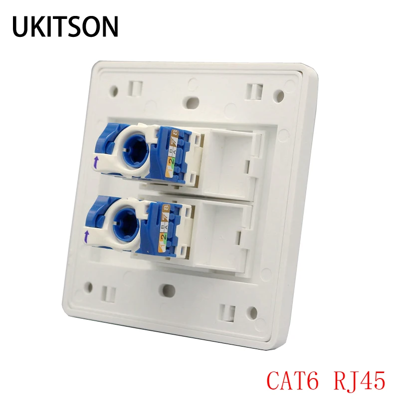 

Double Ports Network Panel CAT6 RJ45 Faceplate Rotate Wire Connection For 1000Mbps Internet Laptop Plug