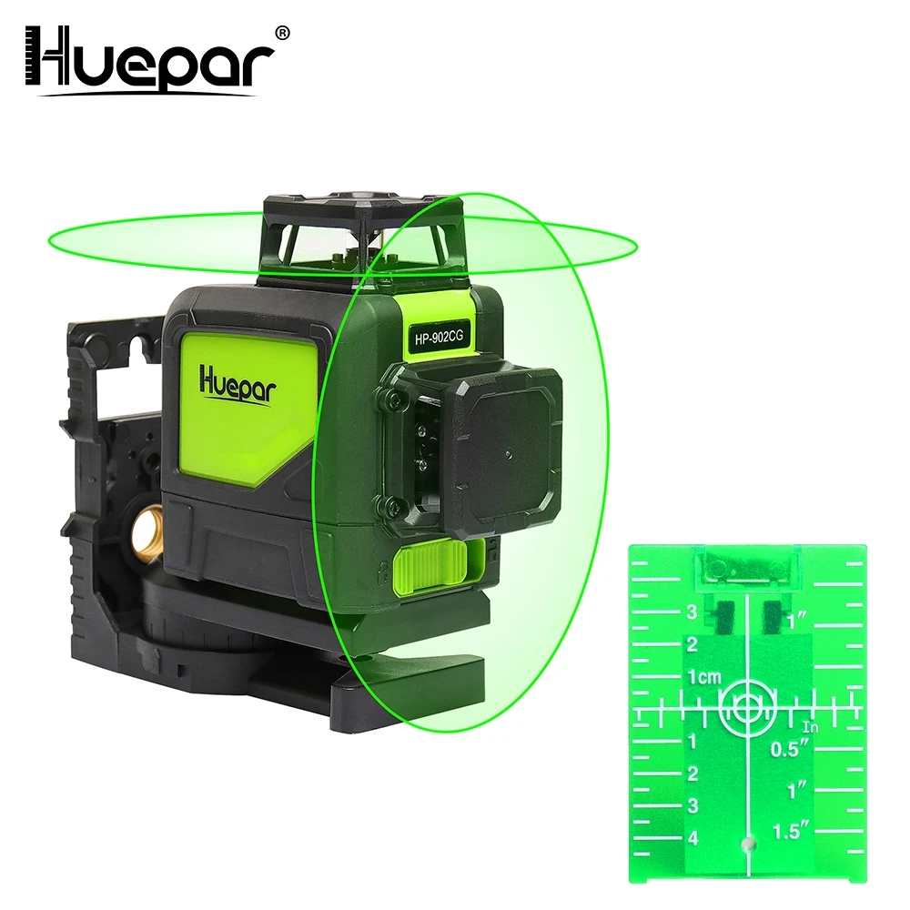 Huepar 3D 8 Линейный лазерный уровень 360 наливный 3D лазерный уровень 902CG зеленый луч Мощный лазерный луч