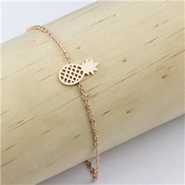 V притягивает 10 шт в партии Pulseira Feminina нежный фруктовый ананас шарм браслеты звено цепи стальная драгоценность - Окраска металла: Покрытие из розового золота