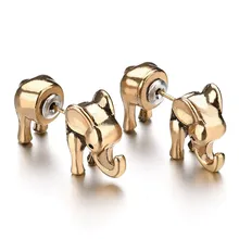 Винтаж Стиль серьги животных Ancient GOLD SILVER Цвет слон Форма, серьги со шпилькой, для Для женщин женские ушные украшения E0107